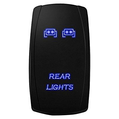 MICTUNING MIC-LSR12 5Pin Laser Rear Lights Rocker Switch On-Off LED Light 20A 12V Blue 
