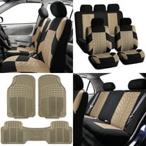FH Group Beige Universal Auto Seat Covers Full Set for SUV Car w/ Front & Rear Floor Mats