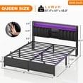 thumbnail image 4 of Homieasy Queen Bed Frame with Charging Station & Led Lights Noise-Free Bed, Black, 4 of 7