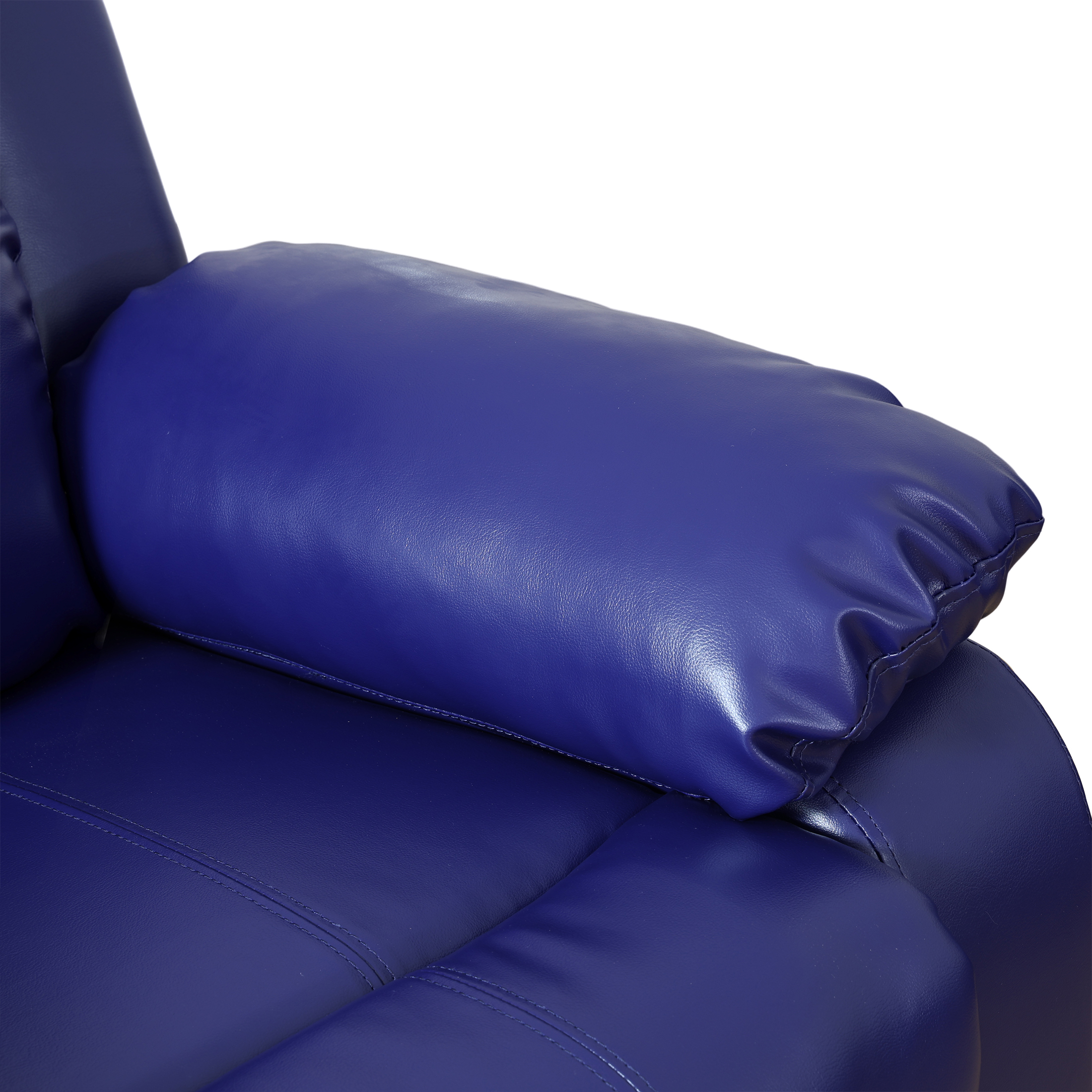 AUKFA 3 Seats Recliner Sofa Chair, Home Theater Sofa with Flipped Backrest and Cupholder, Blue