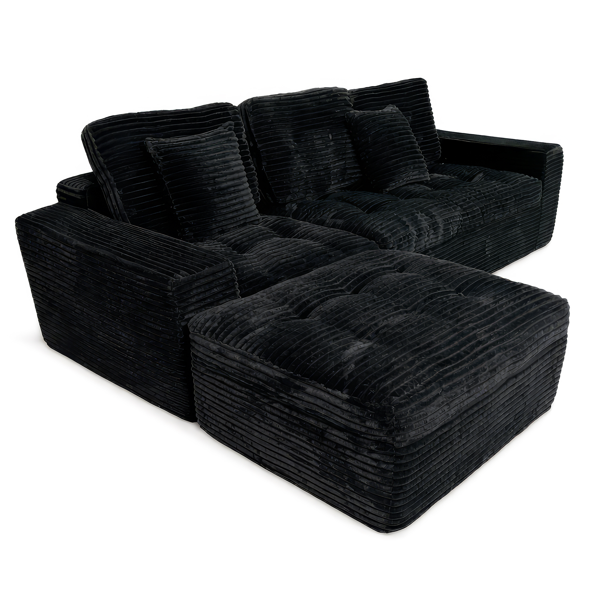 Modular L-Shaped Sectional Sofa with Ottoman, 105'' Cloud Sofa Set, 3-Seat Modular Sofa Couch for Living Room, DIY Combination