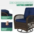 thumbnail image 3 of Clouddwell 3 Piece Outdoor Swivel Rocker Wicker Rattan Patio Conversation Set Outdoor Sectional Sofa Set with Coffee Table and Blue Cushions, 3 of 7