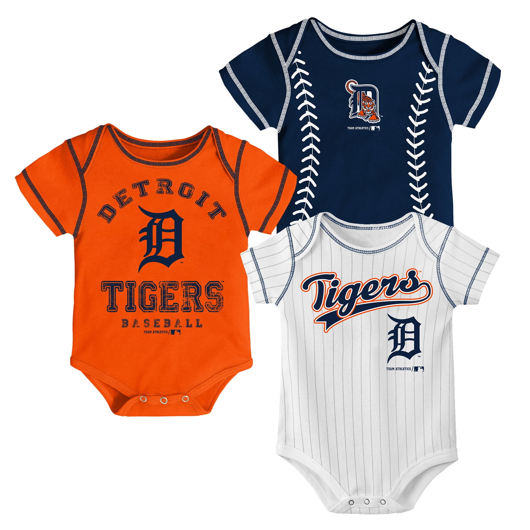 Mlb Detroit Tigers Onesie Creeper Boy 3pk 100 Cotton Assorted