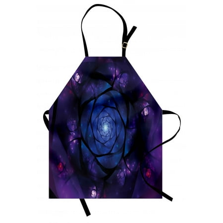 Asian Flower Art Mandala Apron Mystical Psychedelic Asian Universe Symbol Flower in Space Sacred Motif Art Print, Unisex Kitchen Bib Apron with Adjustable Neck for Cooking Baking Gardening, Purple Blue, by Ambesonne ()