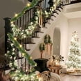 thumbnail image 4 of 14.8FT Pre-Lit Artificial Christmas Garland with 50 LED Lights, Battery Operated Xmas Garland for Stair Railing, Fireplace Mantle,Doorway, or Indoor Home Wedding Party Holiday Decorations(Warm White), 4 of 7