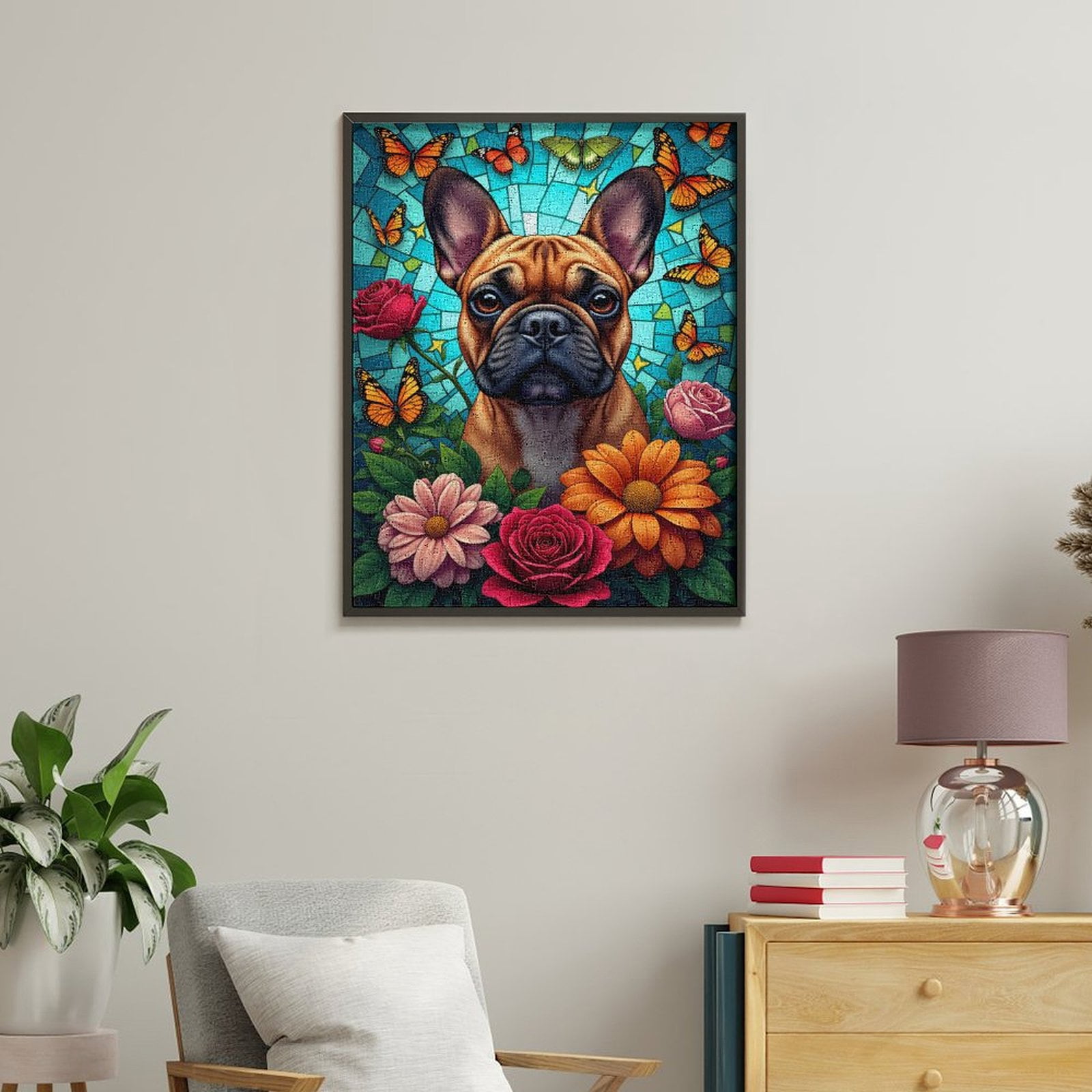 Paint By Numbers Kit for Adults Beginner - DIY Dog Butterflies Flowers Art Canvas Painting Kits for Adults, Frameless Paint By Number for Adults for Home Wall Decor 16x20 Inch