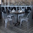 thumbnail image 1 of Commercial Grade 4 Pack Distressed Silver Gray Metal Indoor-Outdoor Stackable Chair, 1 of 9