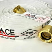 Fire Hose (1 pack), Coiled, Brass-Plated Aluminum Couplings, TPU Lining (FM Approved)