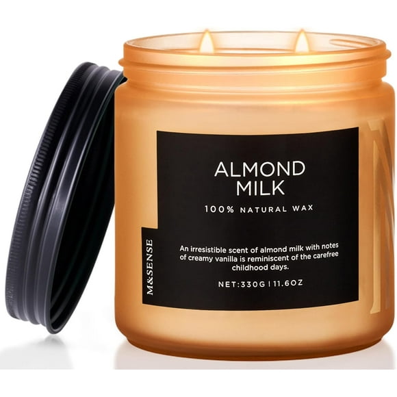 M&SENSE Vanilla Milk Scented Candle, 11.6oz Holiday Aromatherapy Candle for Stress Relief & Relaxation, 70 Hours Burn Time, 2 Wick Non Toxic Soy Candle Gifts for Women Teacher Friends