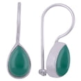 thumbnail image 2 of Silver And Gem Exports Natural Green Onyx 7x10mm Cabochon Pear/Drop Shape Gemstone in Alluring Bezel Setting Handmade 925 Sterling Solid Silver Hook Closure Dangle Earrings Jewellery For Womens, 2 of 2