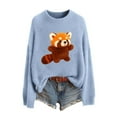 thumbnail image 4 of Essentials Women's Sweater Knit Cute Graphic Long Sleeve Crew Neck Warm Sweaters Light Blue, 4 of 4