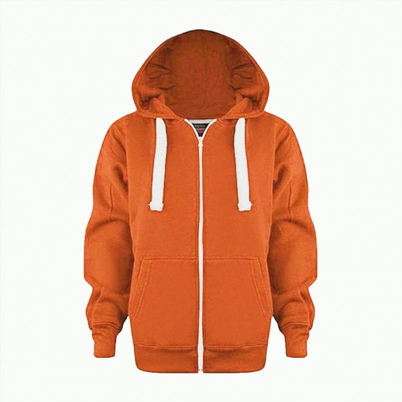 UAYOTSE Sweatshirt Color Solid Zip Jackets Long Hoodie Top Sleeve Up Girls Kids Boys Coat&jacket(Orange&3,4-5 Years)