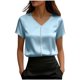 thumbnail image 1 of Eres Más Que Una Camisa de Puntuación de Prueba Moda de Verano de Mujer Color Sólido Casual Cuello en V Top de Manga Corta Mujeres Tops de Verano Casual, 1 of 5