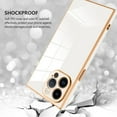thumbnail image 4 of Case for iPhone 14 Pro Max Case Cute Plating Gold Case for Women Girls Soft TPU Shockproof Raised Full Camera Protection Electroplate Bumper Cover for iPhone 14 Pro Max-White, 4 of 14