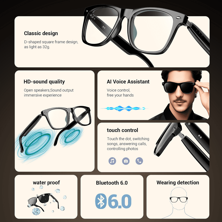 LUOMATE Smart Bluetooth Glasses with Photochromic Lenses photo 7
