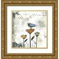 thumbnail image 1 of Ogren, Sarah 20x21 Gold Ornate Wood Framed with Double Matting Museum Art Print Titled - Bird on Three Flowers, 1 of 4