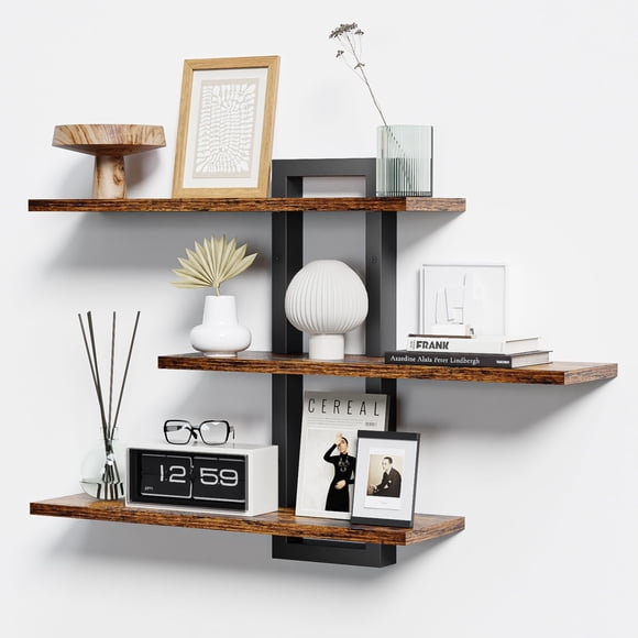 Homode Floating Shelves for Wall, Wood Wall Shelves for Bathroom, 3 Tier Shelves for Wall Decor, Decorative Hanging Storage Shelf