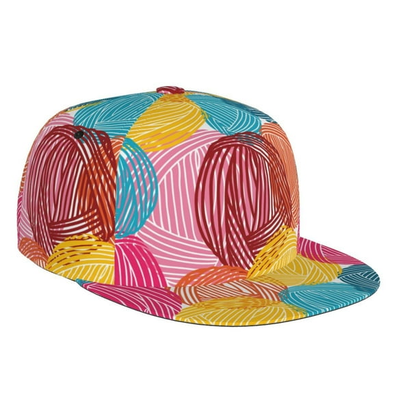 Fotbe Colorful Wool Balls Flat Bill Visor Cap Classic Snapback Hat Polyester Foam Trucker Hat Trucker Cap Adjustable Baseball Cap