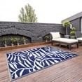 thumbnail image 1 of Outdoor Reversible   Area Rug - 5x7   - Leaf Pattern - Blue White, 1 of 1