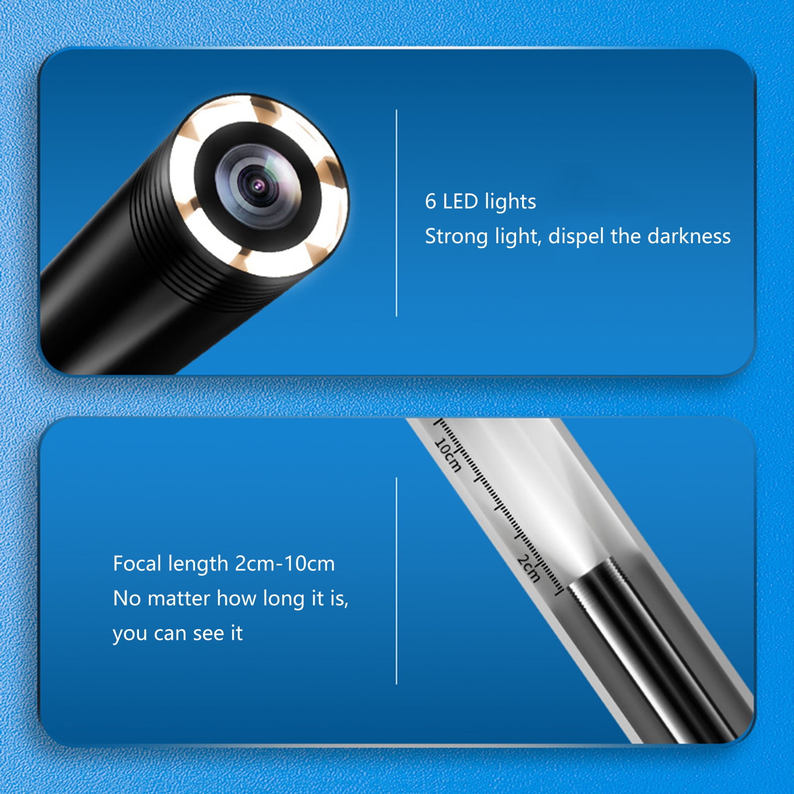Endoscope Camera with 6 LED Light,Borescope Inspection Cameras Waterproof Snake Cameras for Cellphone PC