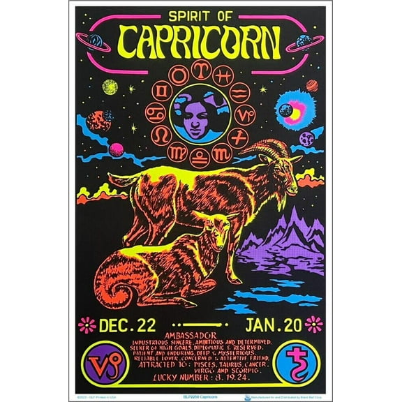 Capricorn Zodiac Sign Blacklight Poster 23" x 35"