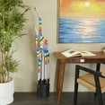 thumbnail image 2 of 9" x 60" Multi Colored Wood Handmade Striped Giraffe Sculpture with Black Pedestal Base, by DecMode, 2 of 8