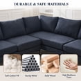 thumbnail image 4 of Aukfa 6-Seater L Shaped Sectional Sofa Couch for Living Room, 2Pillows, Linen, Black Gray, 4 of 9