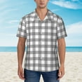 thumbnail image 4 of Goofa Gray Checkboard Hawaiian Shirt for Men, Unisex Summer Beach Casual Short Sleeve Button Down Shirts,Aloha Tropical Floral print shirt-3X-Large, 4 of 9