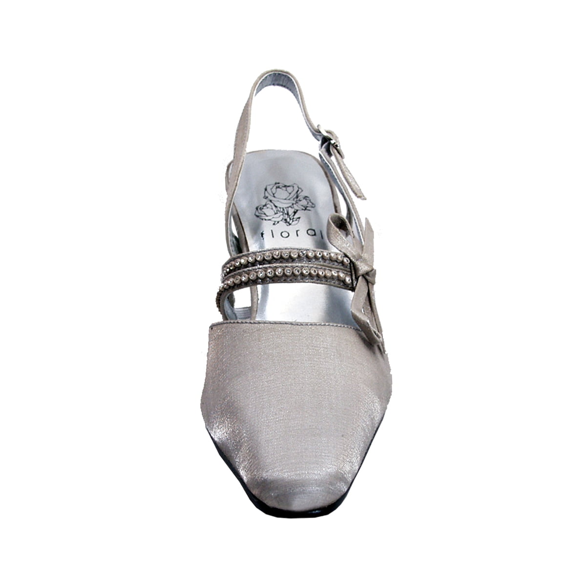 FLORAL Britt Women's Wide Width Dress Slingback Pumps SILVER 11