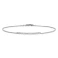 thumbnail image 3 of Finest Gold Sterling Silver Cheryl M Rhodium-Plated CZ Bar with 1 in. Extension Anklet, 3 of 3