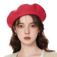 thumbnail image 1 of TOPTIE Classic Wool Beret French Style Artist Basque Beanie Hat 60% Wool-Red, 1 of 8