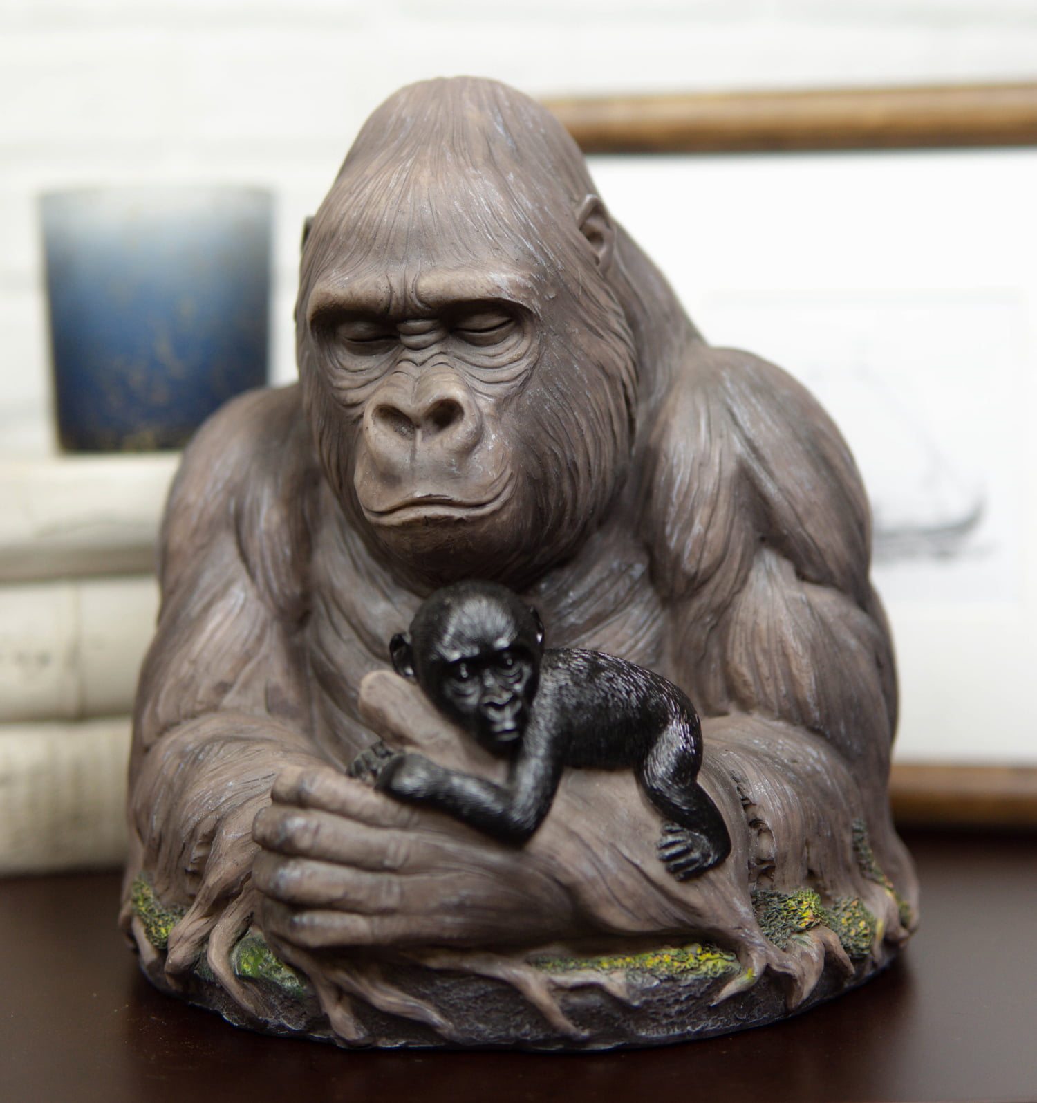 8" MONKEY WOOD BOWL HAND CARVED FROM SUAR WOOD APE GORILLA