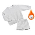 thumbnail image 2 of oqasdz Baby Boy Outfits Child 2PCS Solid Color Long Sleeve Pullover and Elastic Waist Shorts Casual Loose Tracksuit Size 5-6 Y, 2 of 7