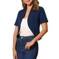 thumbnail image 4 of INSPIRE CHIC Women's Work Blazer Shawl Collarless Open Front Cropped Cardigan XS Dark Blue, 4 of 6