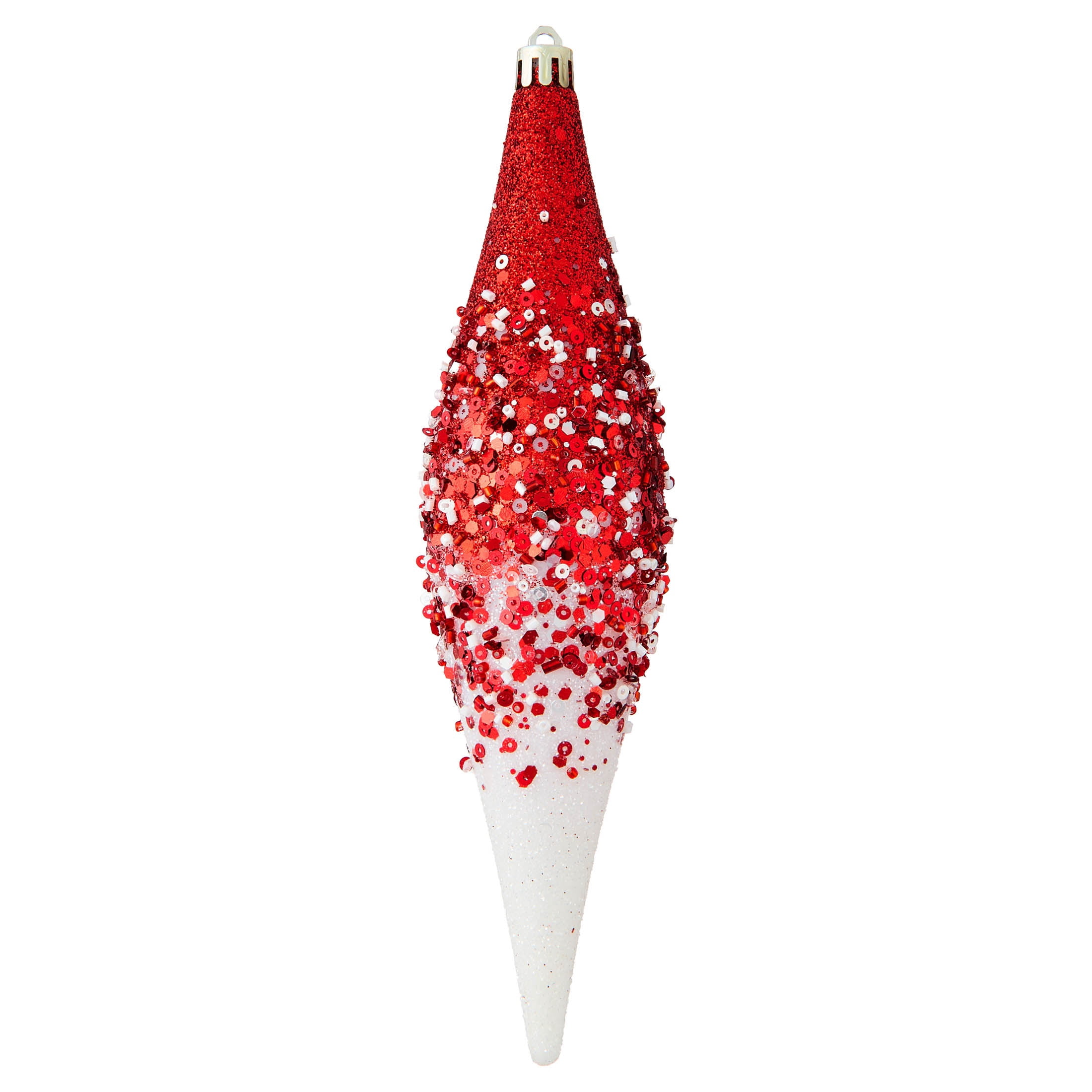 4-Count Red and White Glitter Ombre Finial Shatterproof Christmas Ornaments, 8.35", by Holiday Time