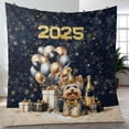 thumbnail image 4 of Happy New Year Yorkshire Terrier Welcome 2025 Balloon Firework Party Quilt Blanket Yorkie Dog Lover Gifts Cozy Comforter Throw Blanket - 01014, 4 of 5