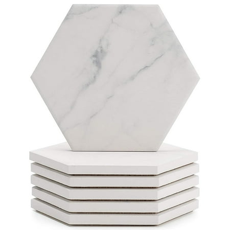 

Marble Pattern Absorbent Ceramic Coaster with Cork to Prevent Furniture From Staining and Overflowing Six-Piece Set