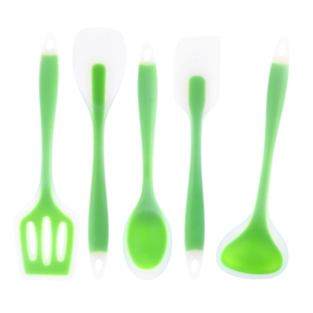 PTOOTP Juego de 5 utensilios de cocina resistentes al calor con silicona antiadherente de primera calidad.