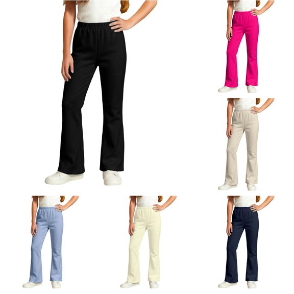 WERYOUNG School Uniform For Girls Elastic Waist Solid Color Wide Leg Trousers Kids Girls Loose Fit Back To School Pants 2-3 Years