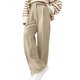 thumbnail image 1 of Pantalones de Traje de Pierna para Mujer, Pantalones Largos Informales de Negocios con Cintura Holgada y Corte Holgado Albaricoque L, 1 of 7