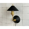 thumbnail image 2 of Hussain Crafts Mid-Century 1-Light Matte Black Indoor Sconce with Crystal Glass, 2 of 2