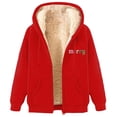 thumbnail image 4 of Nmnitkp Fall Jackets No Pilling,No Fade Women's Fleece Zip Up Hoodie Warm and Cozy Sherpa Lined Sweatshirt Winter Hoodie Jackets for Women with Pockets Red,M, 4 of 5