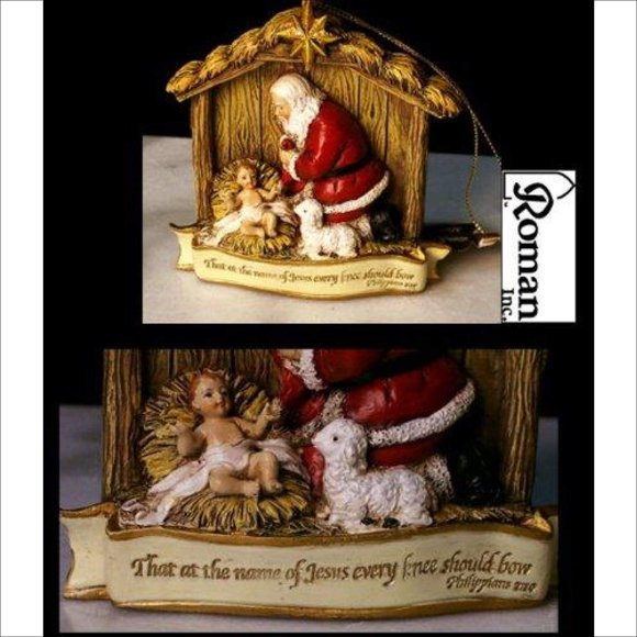 Joseph Studio The Kneeling Santa with Baby Jesus Christmas Ornament