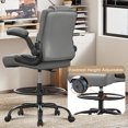 thumbnail image 5 of HYSpacerX 500 LBS Big & Tall Ergonomic High Back Leather Office Chair, Adjustable Height Flip-Up Armrest Executive Computer Chair for Standing & Counter Height Desk, Grey, 5 of 7
