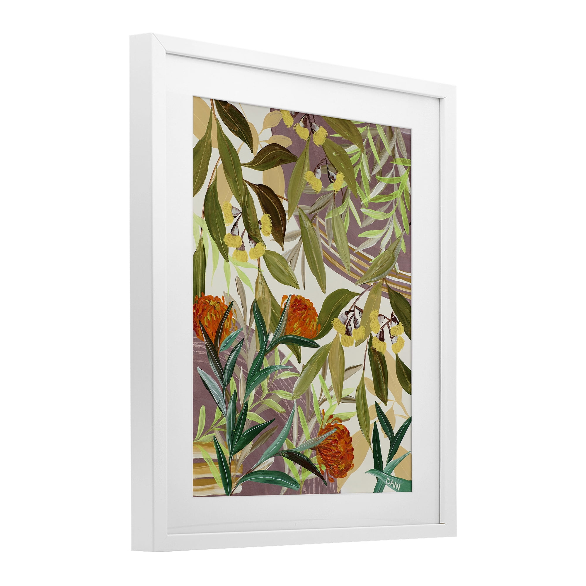 Stupell Industries Walk With Me Blooms White Framed Print Under Glass, design by Dani Heyward