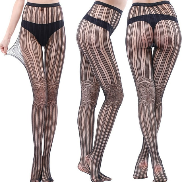 Qertyioot Collants Mode Leggings Unis Pantalons en Maille Transparente Grande Taille Bas Résille en Filet