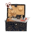 thumbnail image 4 of SINGER Large Premium Tackle Basket Gold Foil Floral Print with Notions Sewing Kit and Matching Pin Cushion, 4 of 6