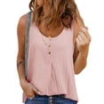thumbnail image 1 of Camiseta con cuello redondo y botones, camiseta sin mangas informal para mujer, camiseta sin mangas de verano para mujer, tecnología avanzada, 1 of 5