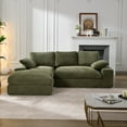 thumbnail image 2 of 99" Sectional Cloud Couch with 53" Chaise Lounge, Boneless L Shape Sofa with Deep Seat and 400LBS/Seat, Minimalist Modular Sleeper Couches for Living Room Apartment, Army Green, 2 of 8