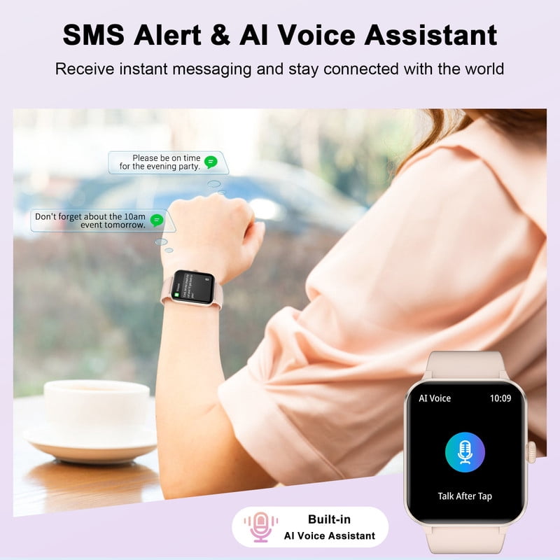 Women Smart watch with Answer/Make Calls/120+ Sport Modes/IP68 Waterproof, Fitness Tracker Fits for iPhone and Android Devices (Pink) for Gift
